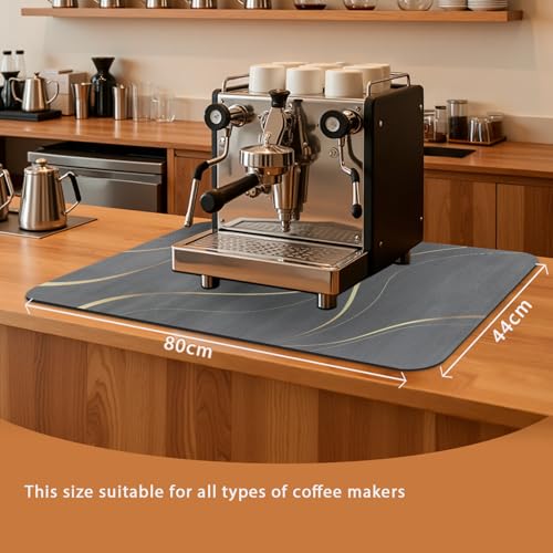 Coffee Mat 32x18 Inch (Irregular Black Streamline / 32" x 18")