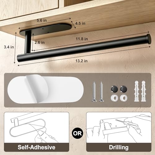 2‑Pack Paper Towel Holder Under Cabinet (Black 2pc)