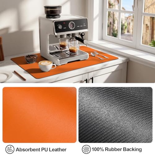 Coffee Mats for Coffee Bar Accessories (Orange / 24" x 16")