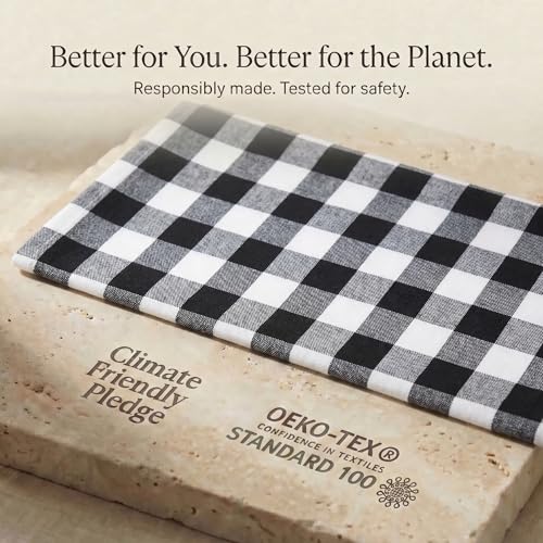 Kitchen Towels Cotton Dish Towels 20”x30” (20" x 30" (Set of 6) / 003 Black/White - Check)