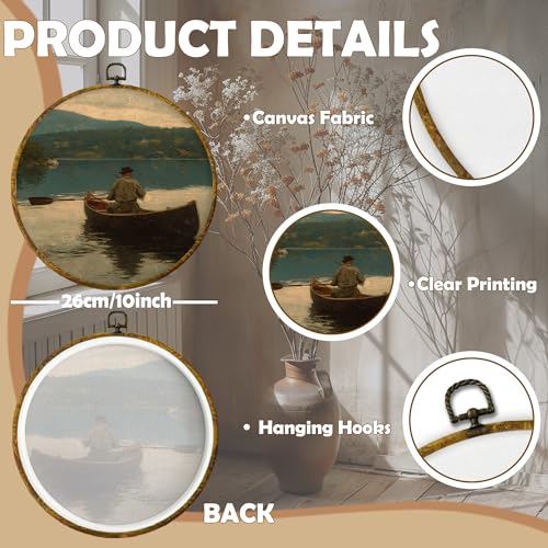 Vintage Fisherman Fishing Round Wall Art (Colour 23)