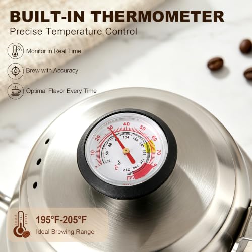 Gooseneck Kettle with Thermometer (Silver)