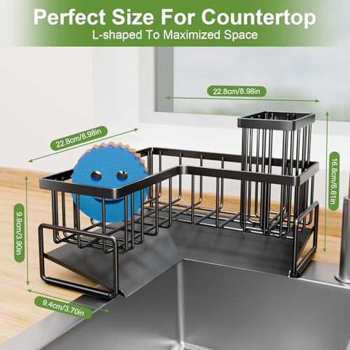Large Sponge Holder for Kitchen Sink (Black)