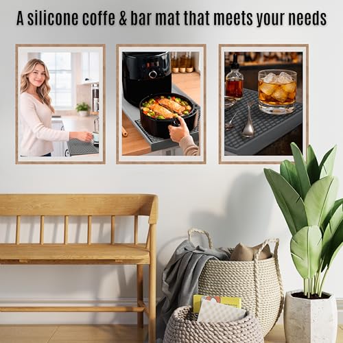 Coffee & Bar Mat For Countertop With "Edge Protection" (Gray / 24" x 12")