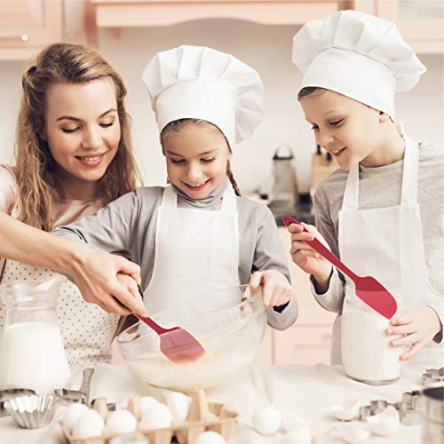 Silicone Spatula Set 4 Pcs Rubber Spatulas Silicone Heat Resistant 600°F (3 Pcs + Tongs Red)