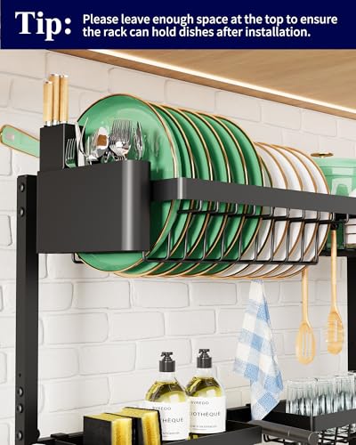 Adjustable Over The Sink Dish Drying Rack (Black / Large)