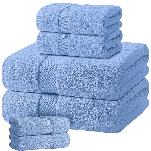 Light Blue Bath Towel Set of 6 (Light Blue / Bath Towel Set)