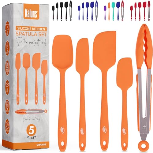 Silicone Spatula Set (4 Pcs + Tongs Orange)