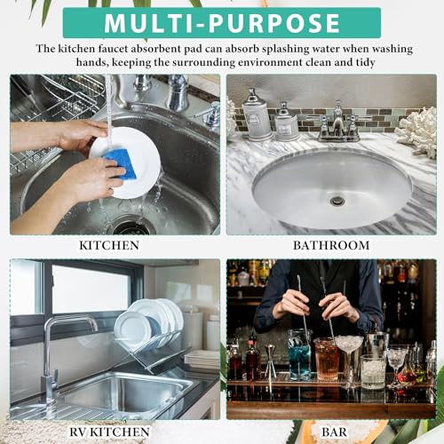 2 Pcs Faucet Mat Bathroom Sink Splash Guard (Dark Gray)