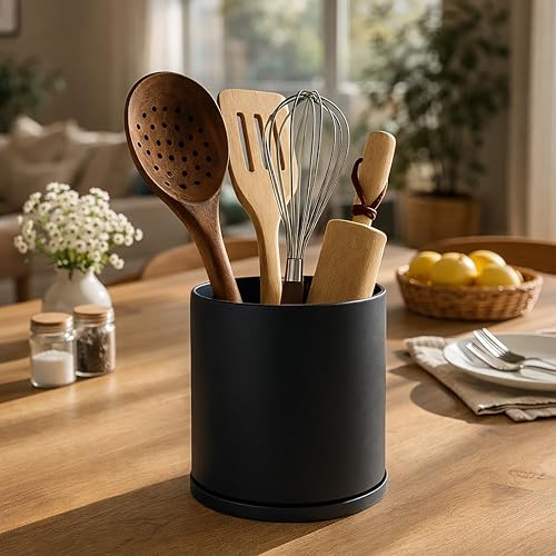 360° Rotating Kitchen Utensil Holder (Black / 7.2")