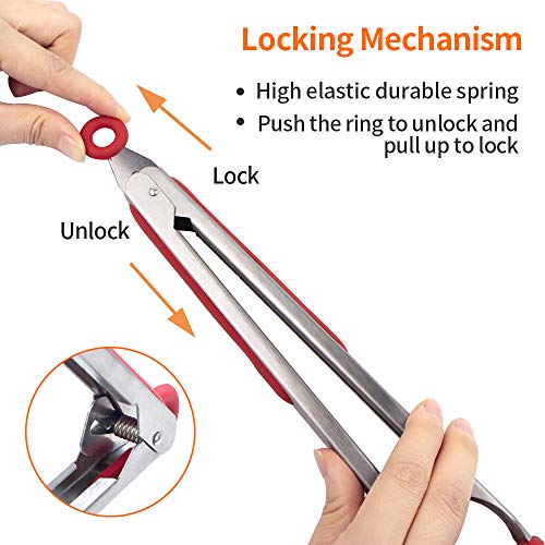 Kitchen Tongs Set of 2 Silicone Tongs in Pinch Test Grade