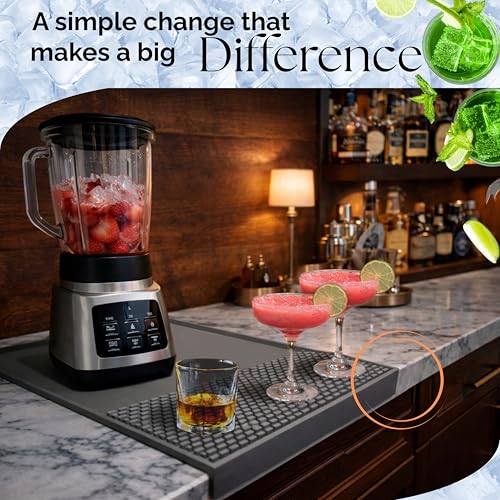Coffee & Bar Mat For Countertop With "Edge Protection" (Gray / 24" x 12")