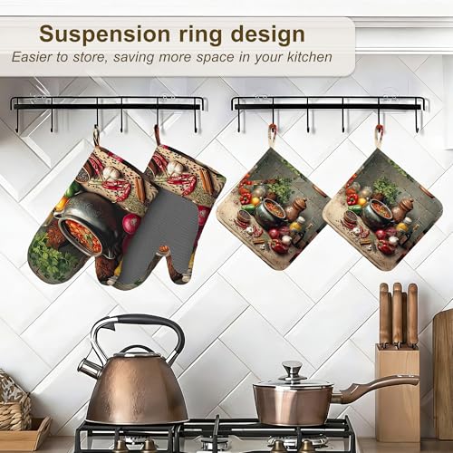 Herbs Spices Seasonings Oven Mitts and Pot Holders Set of 4 (Herbs Spices Seasonings)