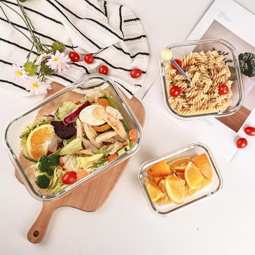 8 Pack Glass Food Storage Containers with Lids (transparent)