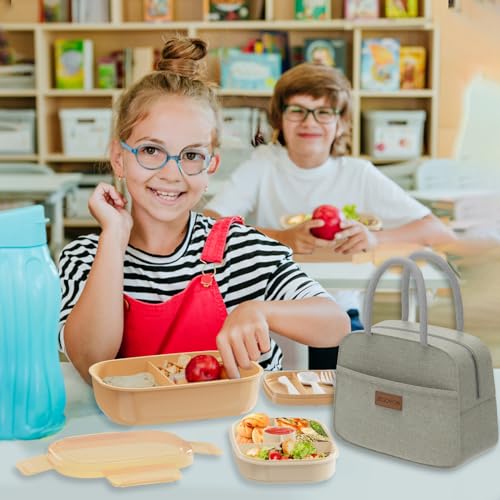 Leakproof Bento Box & Insulated Lunch Bag Set for School & Work (Khaki)