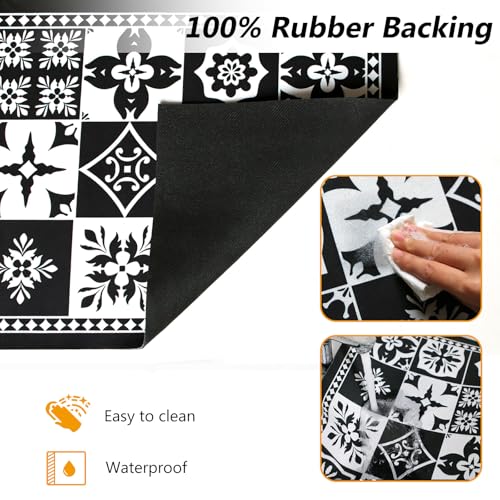 Coffee Mat Dish Drying Mat Hide Stain High Absorbent Bar Mat for Countertops Easy Clean (Retro Black / 24" x 16")