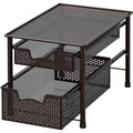 Stackable 2 Tier Sliding Basket Organizer Drawer (2-Tier / Bronze)