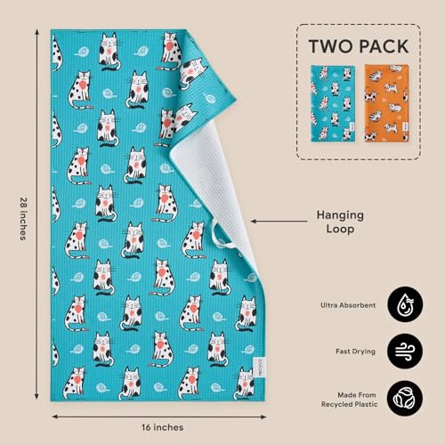 Waffle Kitchen Towel Set of 2 (Cuddly Cats)