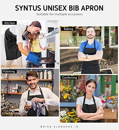 12 Pack Apron with 2 Pockets Aprons for Men Women (Black)