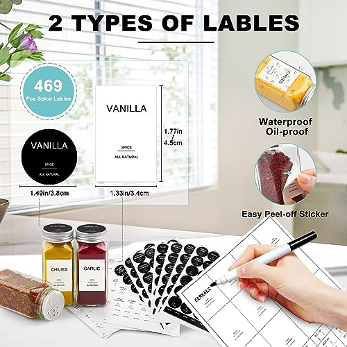 24 Pcs Glass Spice Jars with Labels