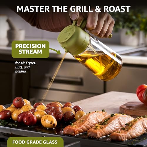 16 oz Glass Olive Oil Sprayer for Cooking (Green)