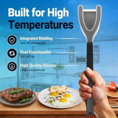 Silicone Egg Flipper Spatula Tongs (Black)