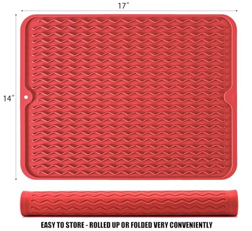 Silicone Dish Drying Mat (Red / 17" x 14")