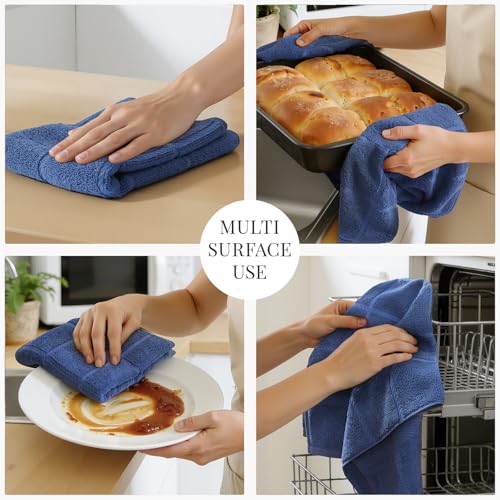 100% Cotton Kitchen Towels 18"x28" (Navy Blue / 18 x 28 - 4 Pack)
