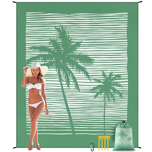 Beach Blanket Mat Waterproof Sandproof for 2 (Coconut Tree / 79" X 83"（1-4person）)