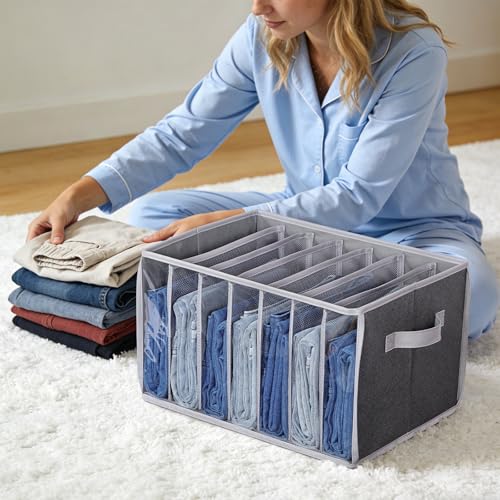 Pant Organizer for Closet Jeans Storage Organizer for Closet (Black Pattern)
