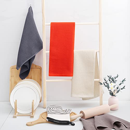 100% Cotton Waffle Weave Kitchen Dish Towels 4 (Multicolor / 13 X 28 - 4 Pack)