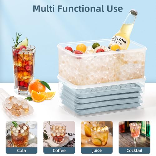 Mini Ice Cube Trays for Freezer with Lid (Blue / 4 PACK)