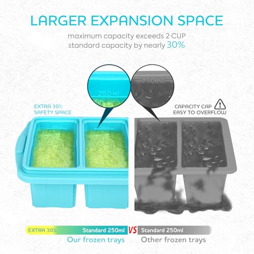 Silicone Freezer Tray With Lid (Blue / 1 Cup-1 Pack)