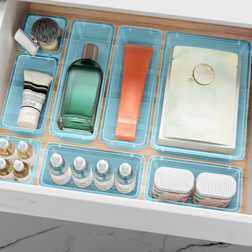 12 PCS Drawer Organizer Set (Sea Blue / 12 Pcs)