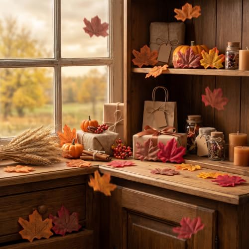 400Pc Artificial Fall Leave Silk Maple Leaf for Thanksgiving Decor (400 Pc Fall Leaf / Fall Leaves)