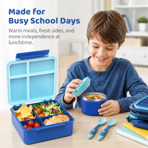 Bento Lunch Box with 8oz Soup Thermo (Blue)