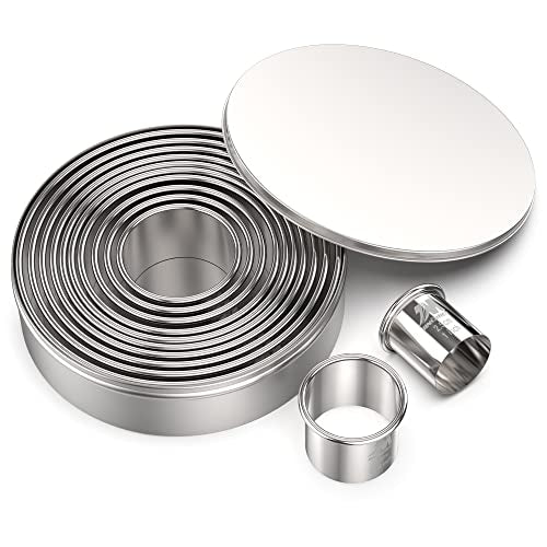 Round Cookie Biscuit Cutter Set 12 Pieces Graduated Circle Pastry Cutters 18 (12pcs(1-4.5in))