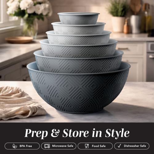 Mixing Bowls with Lids (Grey Rhombus)