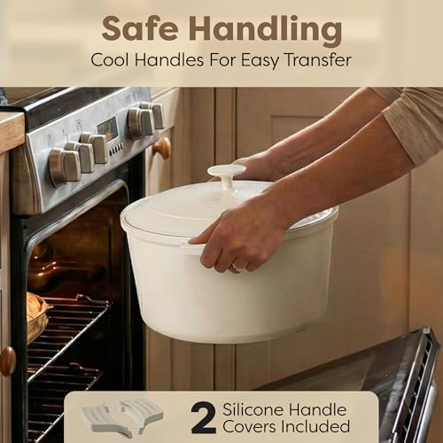 5 Qt Ceramic Dutch Oven Pot with Lid (Cream)