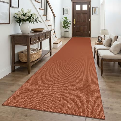 Orange 3x16 Runners Rugs for Hallway (Burnt Orange/Tan / 3' x 16' (Runner))