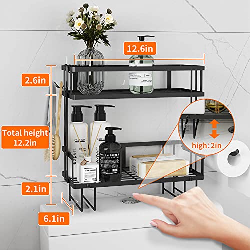 2 Tier Over Toilet Storage Shelf (Black / 2-Tier)