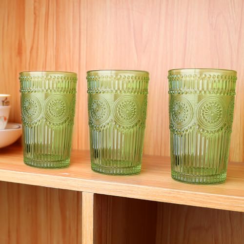 6pcs Vintage Drinking Glasses Set (Green)