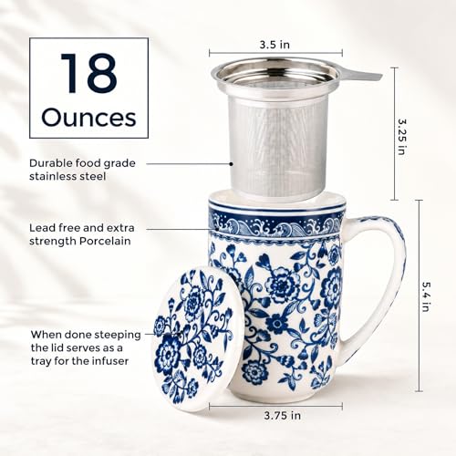 Tea Cup With Infuser and Lid (Peony)