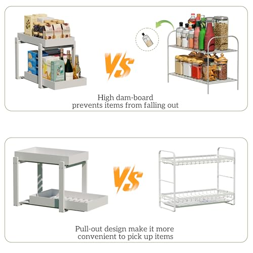2 Pack Bamboo Under Sink Organizer (White / 1 Pack)