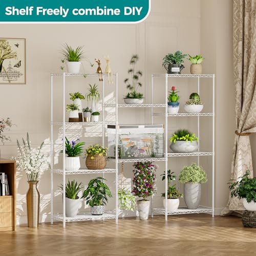 5 Metal Shelves Wire Shelving Storage Shelf Adjustable Unit Pantry (White / 5 Tier 12"Dx22"Wx59"H)