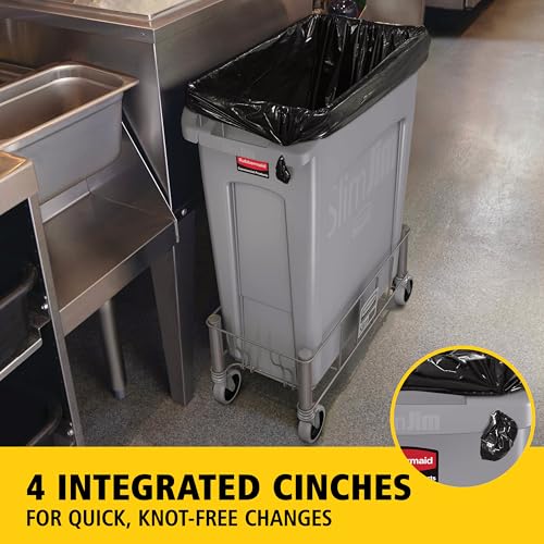 Slim Jim Plastic Rectangular Trash (23 Gal / Gray)