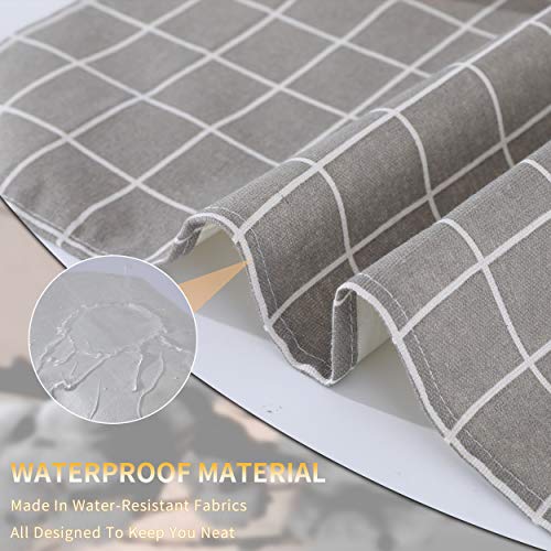 2 Pieces Cotton Linen Waterproof Bib Kitchen Apron with Pockets (Grey/Green)