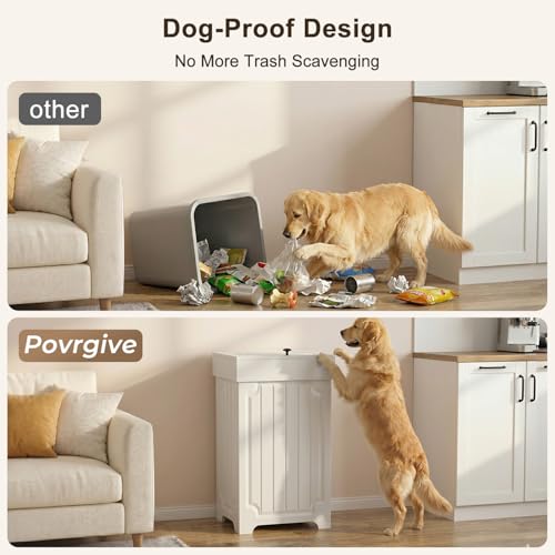Dog Proof Kitchen Trash Can (White)