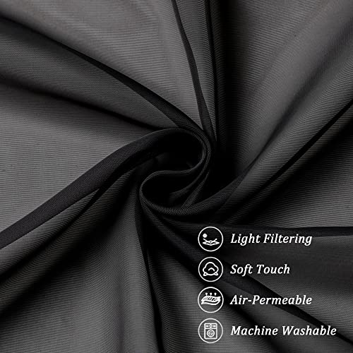 Black Sheer Window Curtain Panels 54 Inch 2 Panels (Black / 42"W x 54"L (Pack of 2))