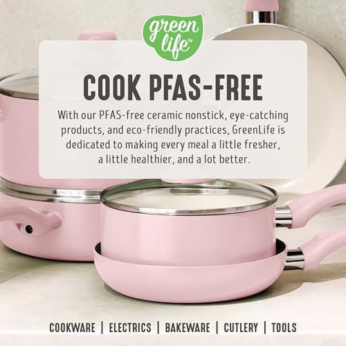 5QT Ceramic Nonstick Stockpot with Lid (5 Quarts / Blush Pink)